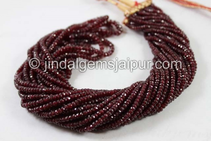 Ruby Longido Faceted Roundelle Beads